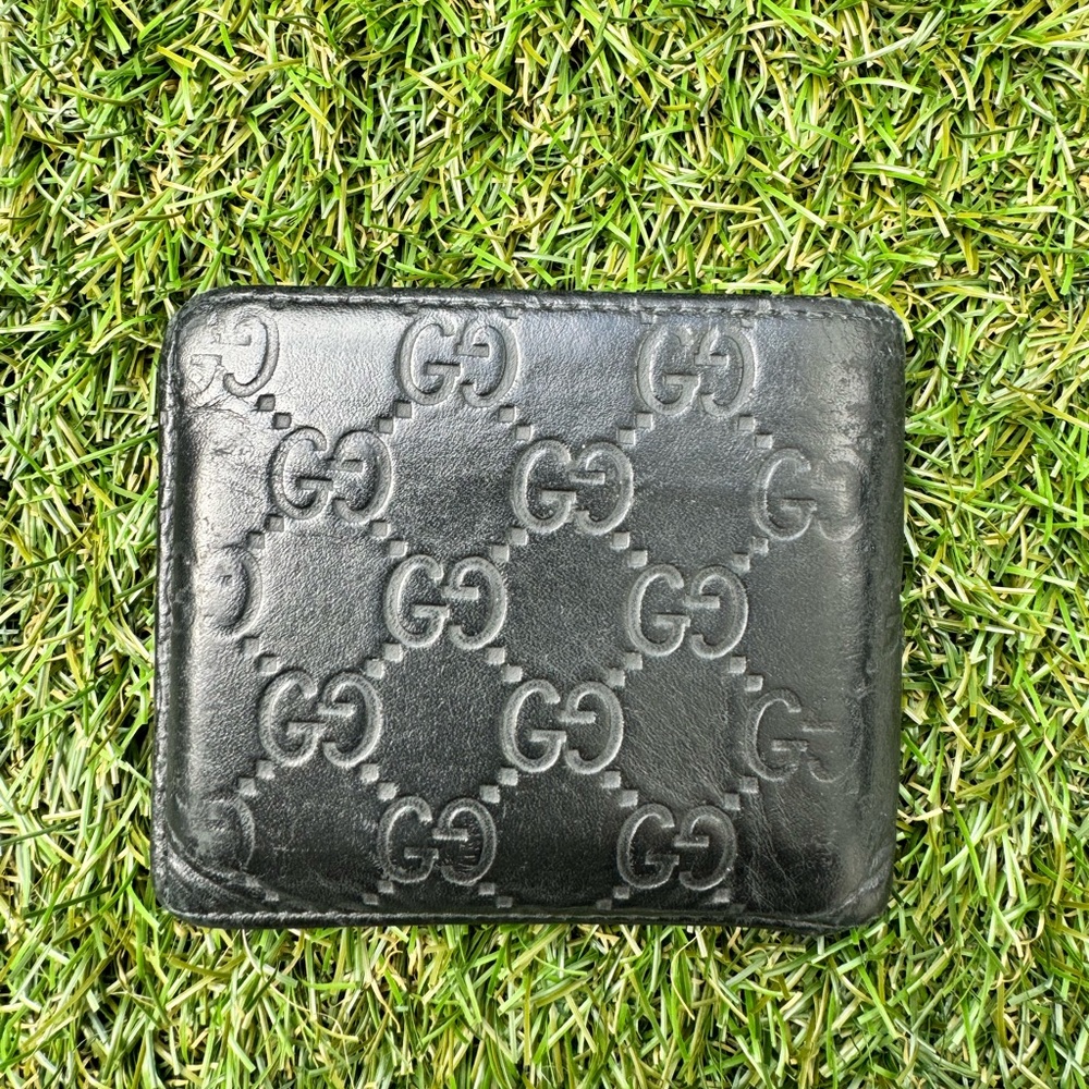 Gucci GG Supreme Logo Signature Bi-Fold Folding Black Men’s Leather  Wallet - Picture 2 of 9
